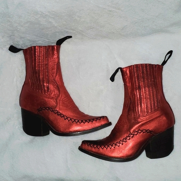 Jeffrey Campbell Metallic Western Ankle Boots Size 7 - Picture 15 of 16